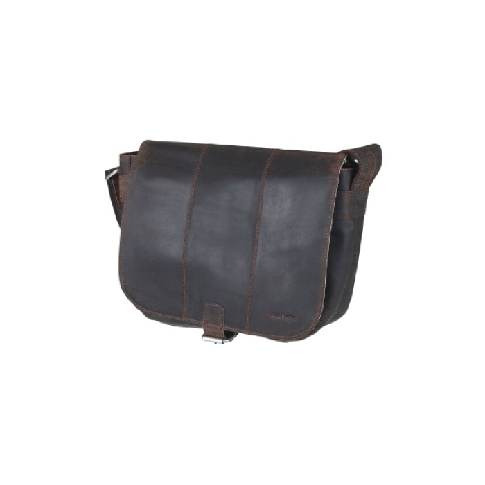 Sac Messager En Cuir Hunt - Format Vertical Gris - Taille Moyenne - Neuf Avec étiquettes
