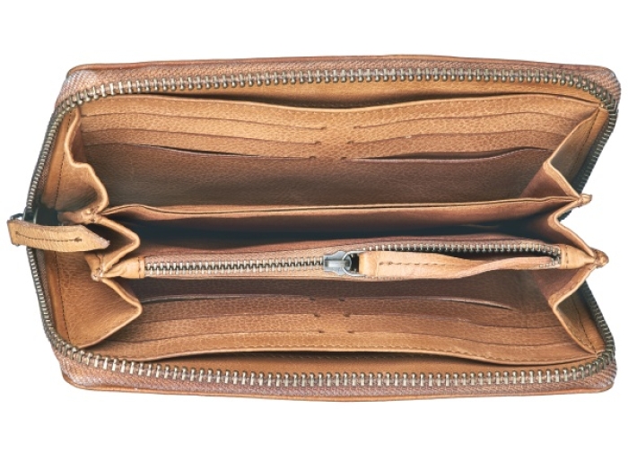 LARGE ZIP WALLET LIGHT TAN