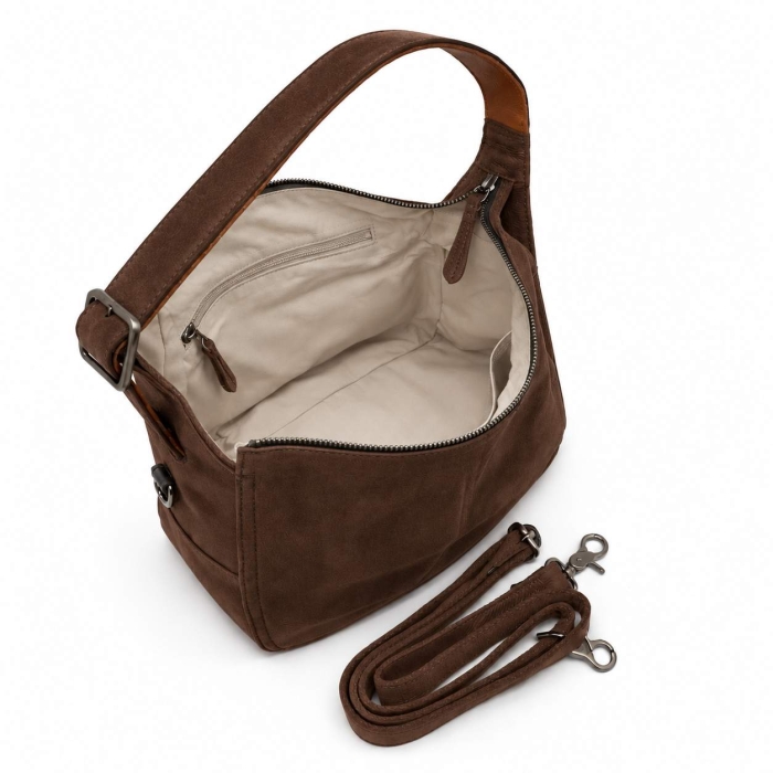 Preview: HELENA SUEDE BROWN Wildleder Handtasche