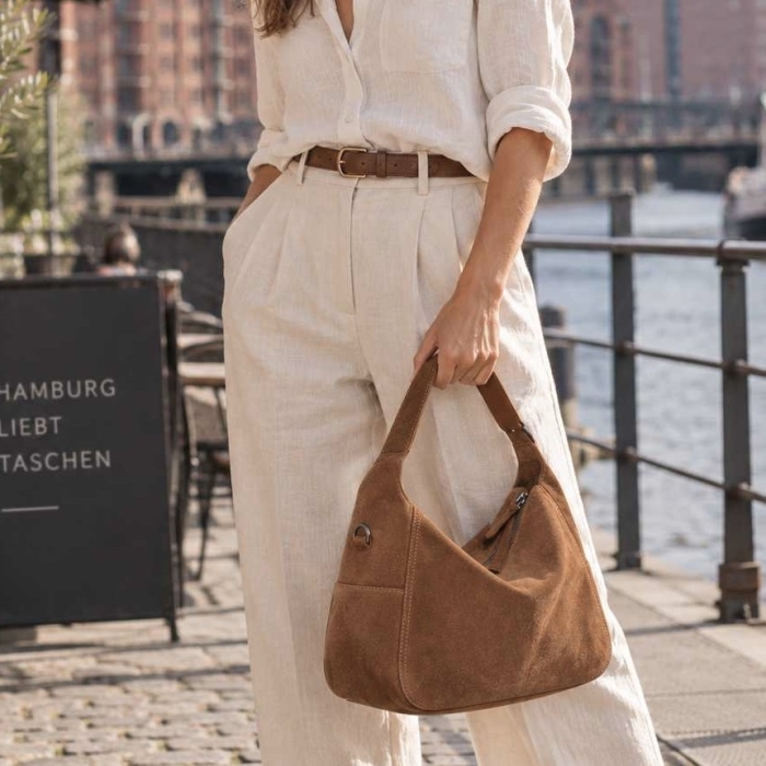 Preview: HELENA SUEDE COFFEE Wildleder Handtasche