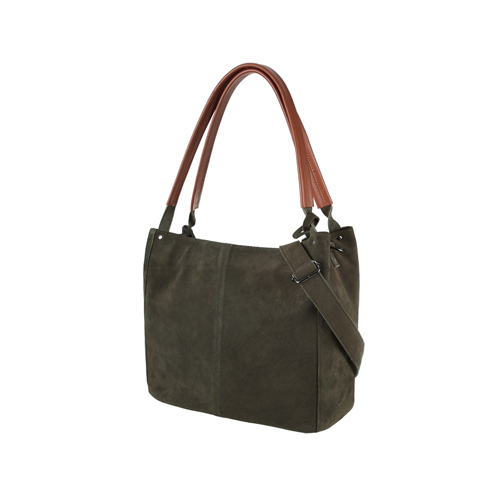 BULL&HUNT SHOPPER BAG SUEDE GREEN – Wildleder-Shopper mit Stauraum