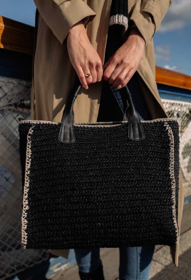 SEABREEZE SHOPPER RAFFIABAST BLACK SEABREEZE SHOPPER RAFFIABAST BLACK