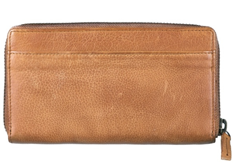 LARGE ZIP WALLET LIGHT TAN