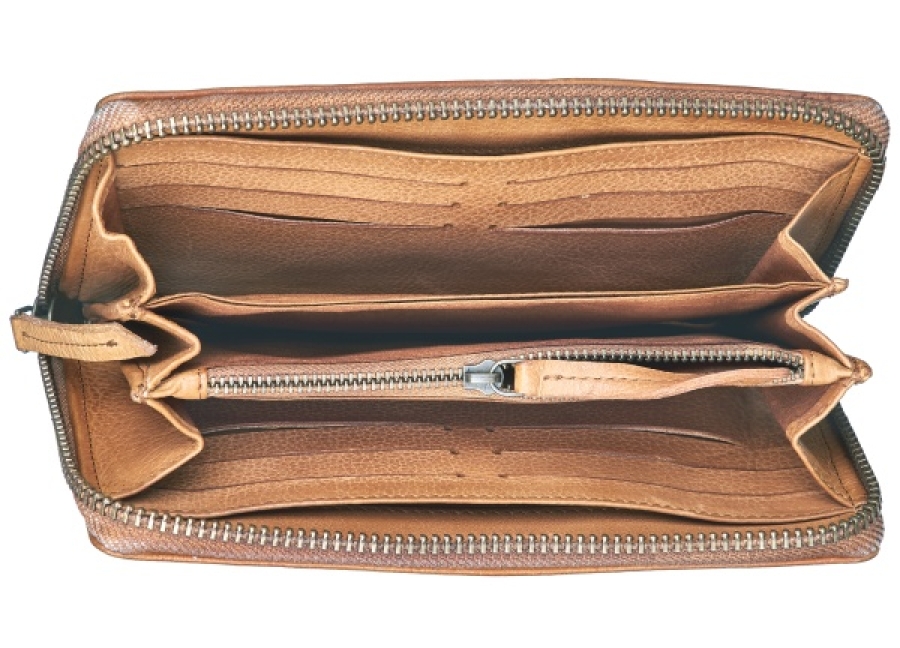 LARGE ZIP WALLET LIGHT TAN