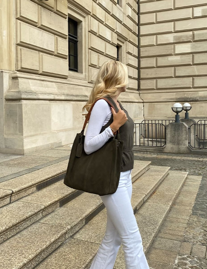 SHOPPER BAG-SUEDE GREEN SHOPPER BAG-SUEDE GREEN